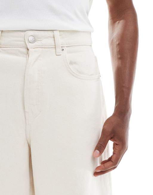 ONLY & SONS baggy fit longline denim short in ecru, 5 of 5