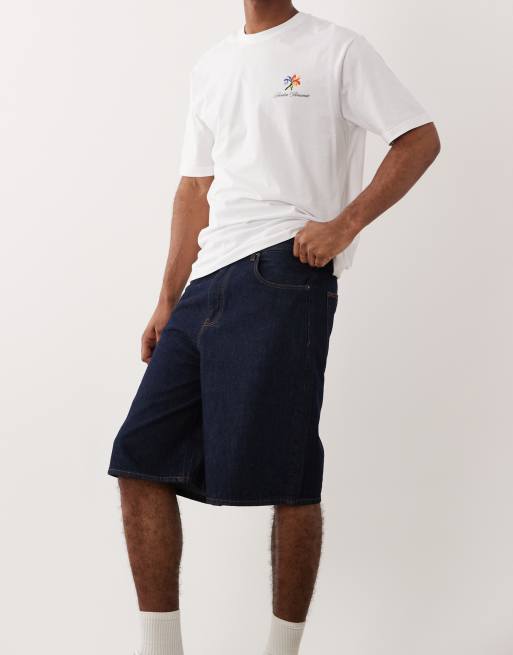 ONLY & SONS baggy fit longline denim shorts in indigo rinse, 2 of 5