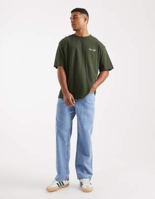 Only & Sons Baggy Vintage Fit T-shirt With Coffee Back Print In Green
