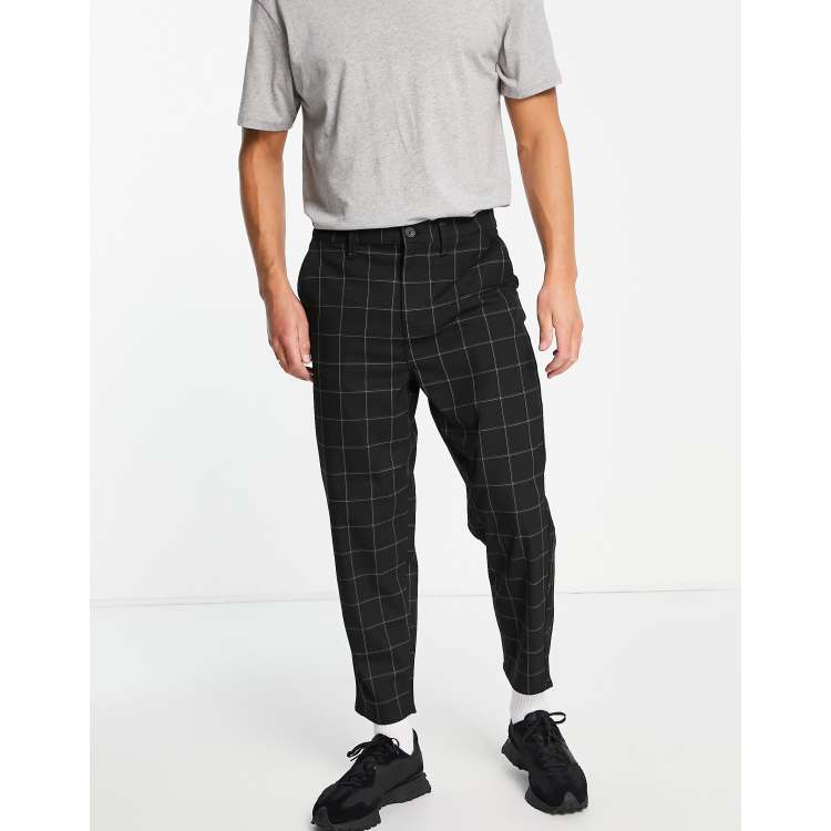 Only & Sons balloon fit pants in black check | ASOS