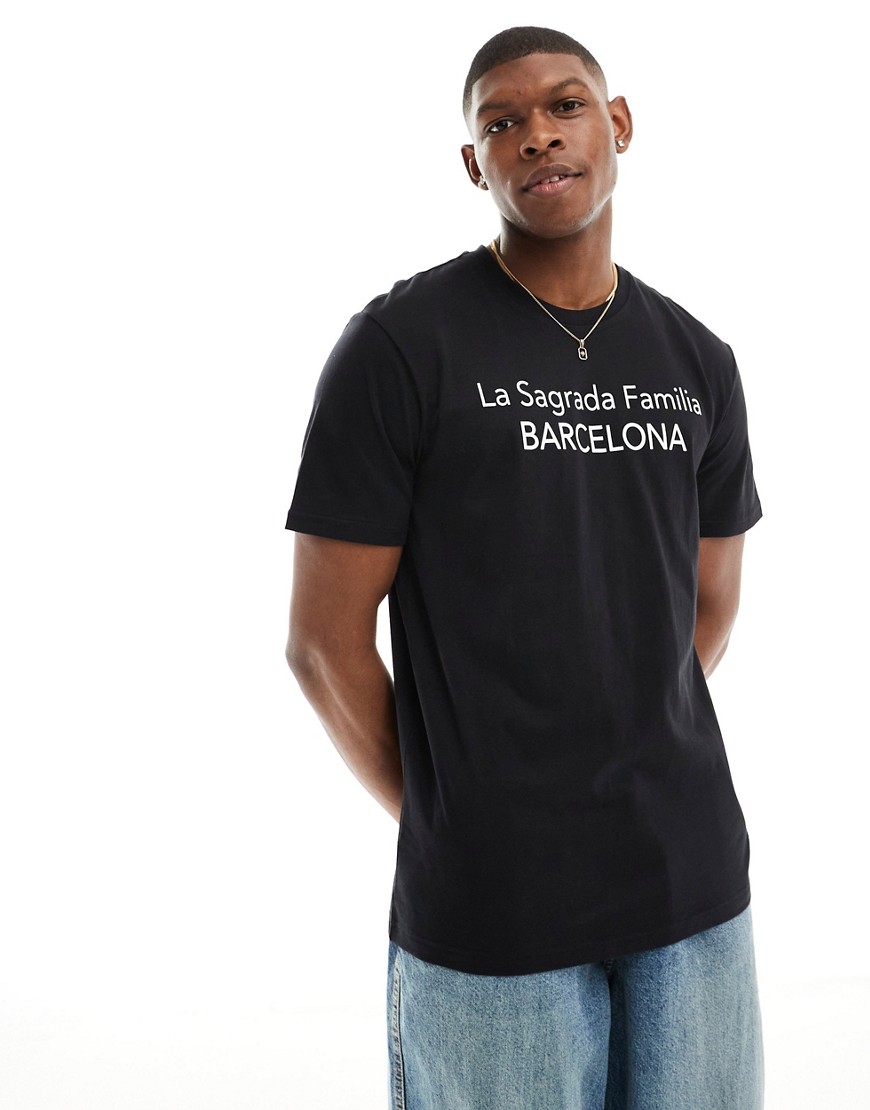 Only & Sons Barcelona print t-shirt in navy