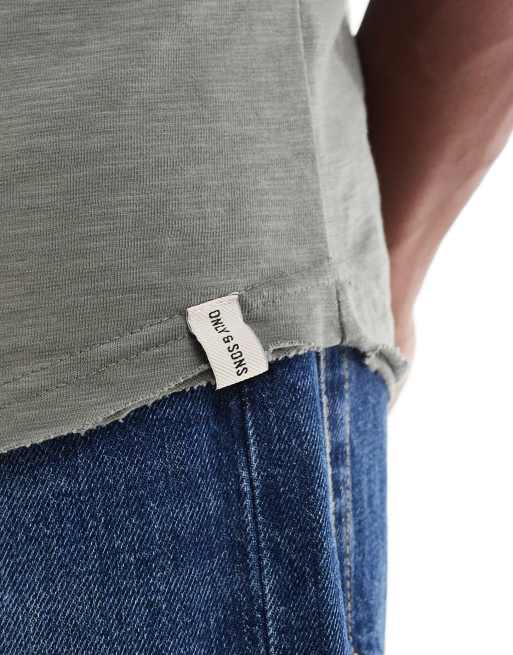 ONLY & SONS basic t-shirt in dark sage, 3 of 5