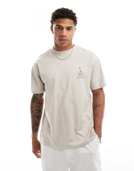Only & Sons – Beige, avslappnad t-shirt med 'bohemian'-tryck baktill, 2 av 4