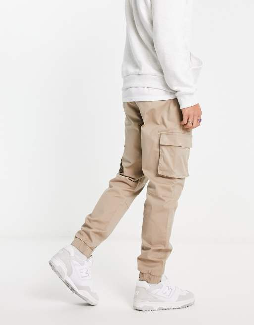 Only & Sons - Beige cargobukser i tapered fit med tætsiddende benkant, 2 af 4