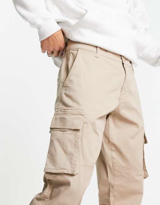 Only & Sons - Beige cargobukser i tapered fit med tætsiddende benkant, 3 af 4