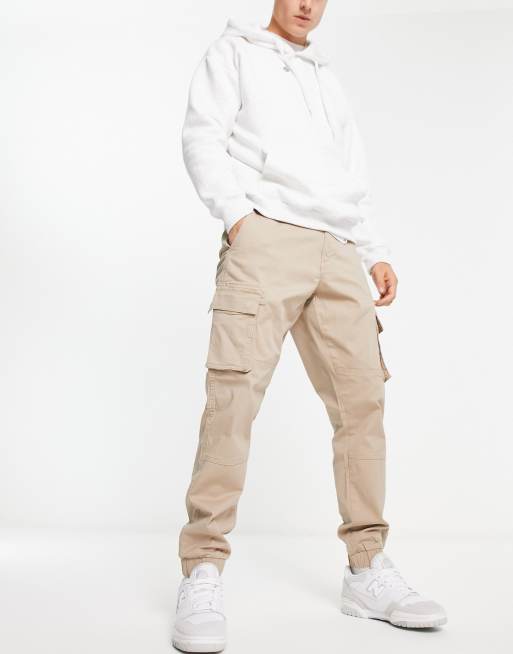 Only & Sons - Beige cargobukser i tapered fit med tætsiddende benkant, 4 af 4