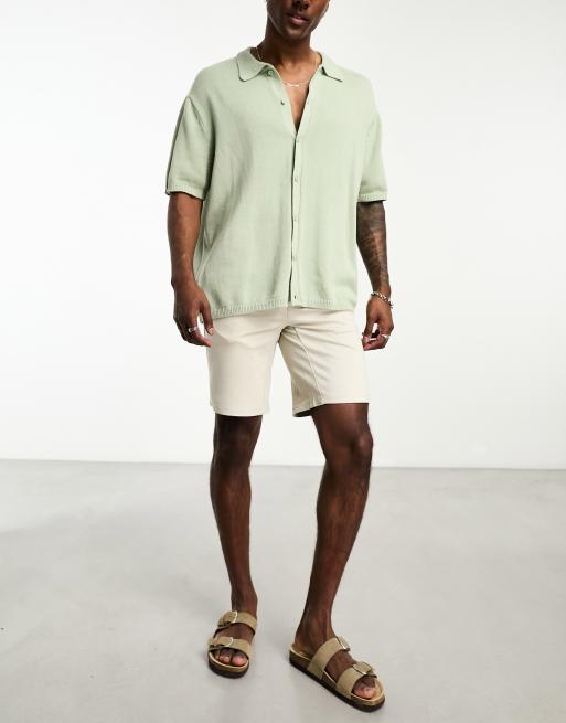 ONLY & SONS - Beige elegante shorts i jersey, 3 af 4