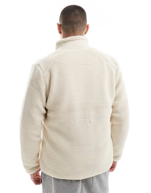 Only & Sons – Beige fleecejacka i fårskinnsimitation med dragkedja och bröstficka, 4 av 4