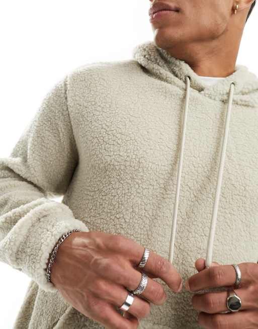 Only & Sons – Beige huvtröja i teddy, 2 av 4