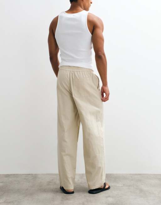 ONLY & SONS – Beige linnebyxor med bred passform, 4 av 5