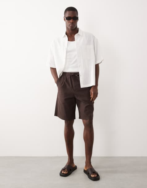 ONLY & SONS – Beige linneshorts med bred passform - view 1