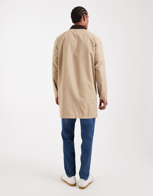ONLY & SONS - Beige longline-frakke i fløjl med kravedetalje, 3 af 5