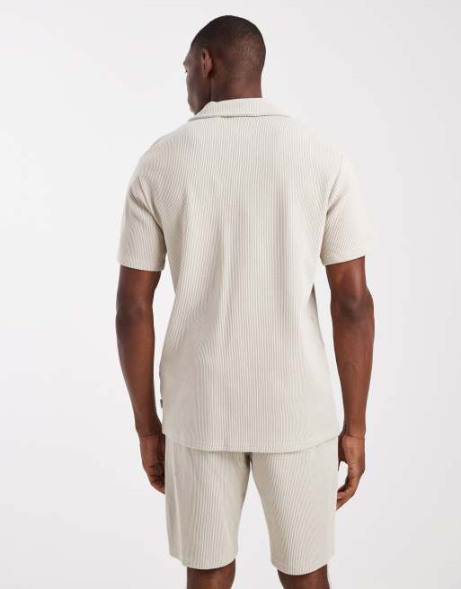 ONLY & SONS - Beige ribstrikket oversized polo - Del af sæt, 3 af 5