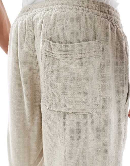 ONLY & SONS - Beige shorts med tekstur i hørblanding, 3 af 5