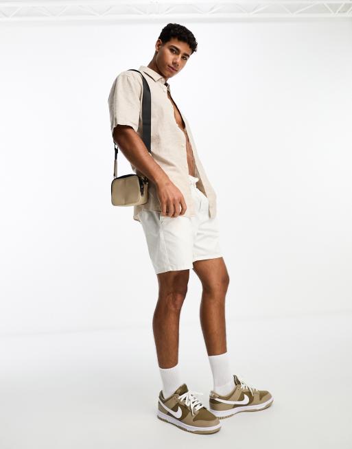 Only & Sons – Beige skjorta i linnemix med korta ärmar, 3 av 4