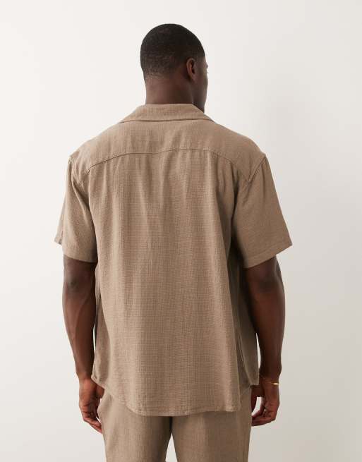 Only & Sons – Beige skjorta i linnemix med platt krage, 5 av 5