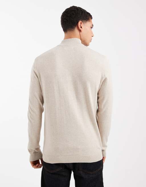 ONLY & SONS – Beige, stickad tröja med kort dragkedja, 3 av 5