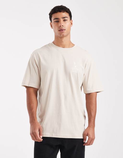 Only & Sons - Beige T-shirt med boho-print på ryggen i afslappet pasform, 3 af 5