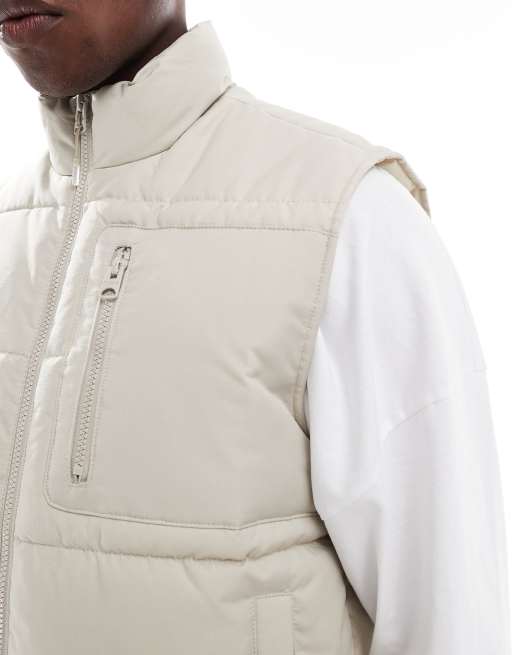 ONLY & SONS – Beige, teknisk, vadderad väst, 5 av 5