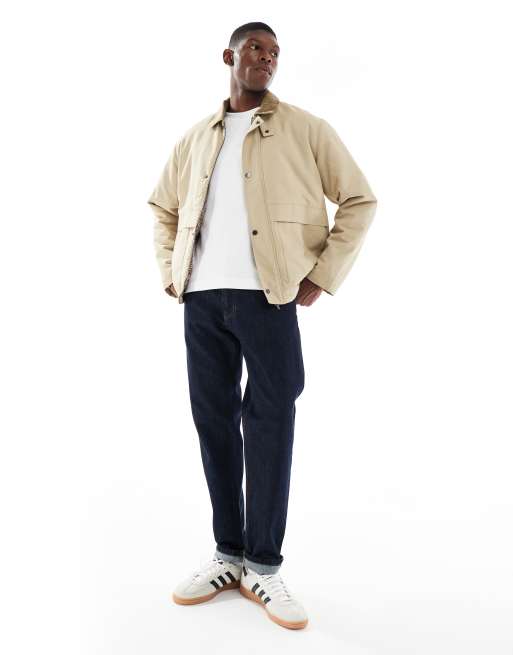 ONLY & SONS – Beige, vadderad coach-jacka med krage i manchester, 2 av 5