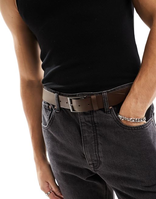 Only & Sons belt in brown leather