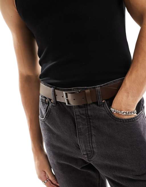 Only & Sons belt in brown leather