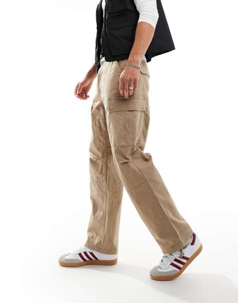 ONLY & SONS loose fit cargo trouser in beige