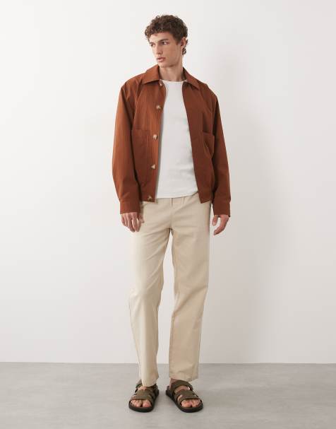 ONLY & SONS linen mix loose fit trousers in beige
