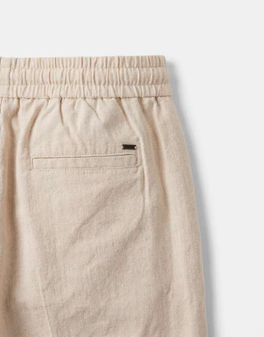 Only & Sons – Beżowe luźne spodnie z materiału z dodatkiem lnu, 8 z 9