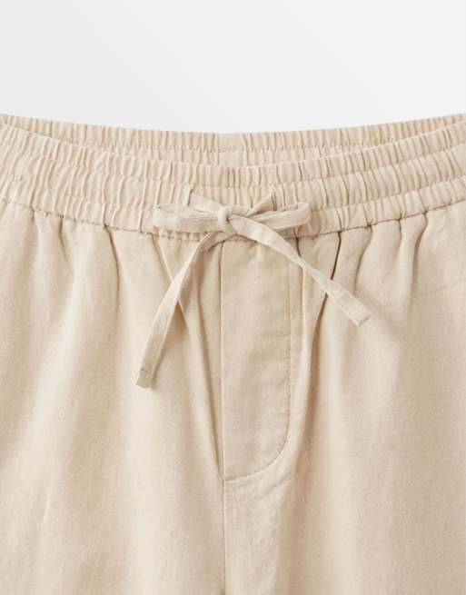 Only & Sons – Beżowe luźne spodnie z materiału z dodatkiem lnu, 9 z 9