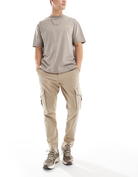 ONLY & SONS slim fit cargo trouser in beige