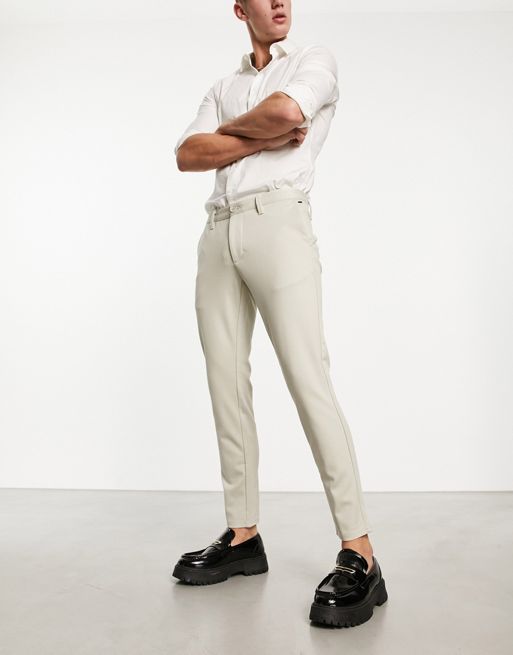 Only & Sons – Beżowe spodnie o dopasowanym kroju ze zwężanymi nogawkami