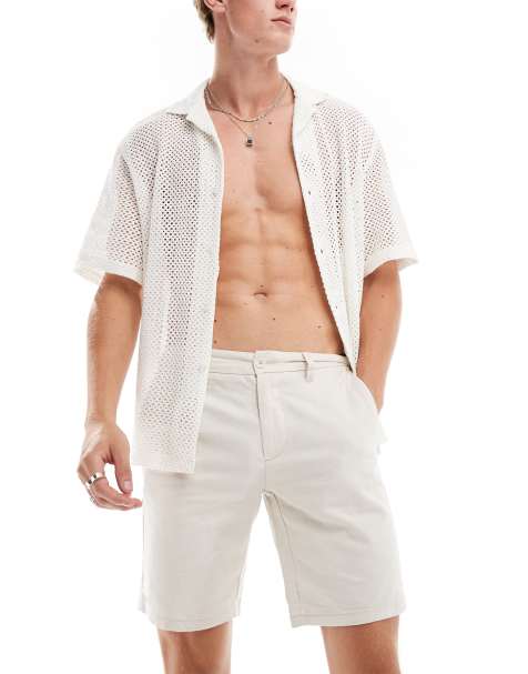 ONLY & SONS linen mix chino short in beige