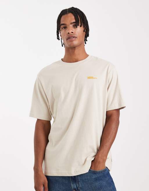 Only & Sons – Beżowy luźny T-shirt z nadrukiem Norm Concept na plecach, 3 z 5