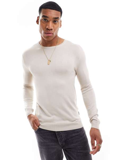 ONLY & SONS crew neck jumper in beige