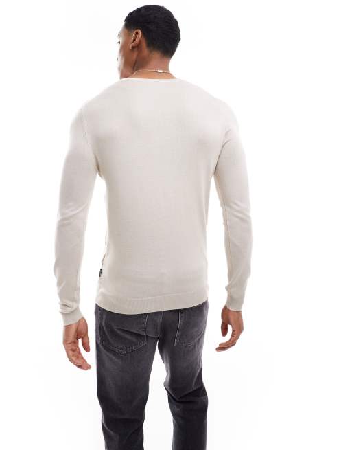 Only & Sons – Beżowy sweter z okrągłym dekoltem, 3 z 4