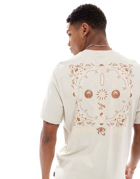 Only & Sons – Beżowy T-shirt o regularnym kroju z nadrukiem na plecach - view 1