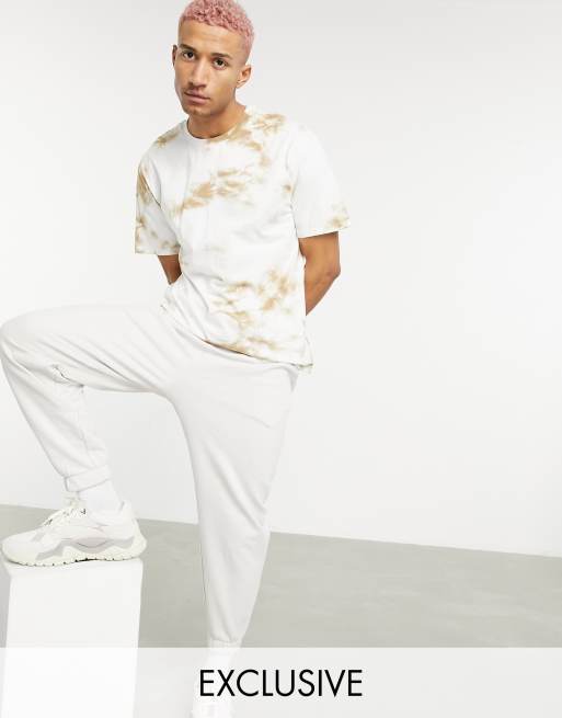 Only & Sons – Beżowy T-shirt oversize z efektem tie-dye – tylko w ASOS