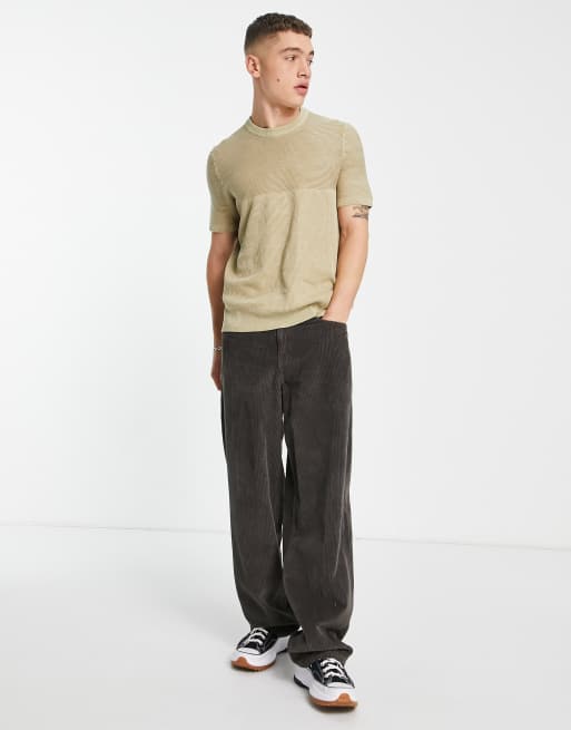 Only & Sons – Beżowy teksturowany T-shirt z dzianiny , 3 z 4