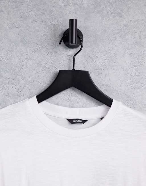Only & Sons – Biały bawełniany T-shirt oversize z nadrukiem na plecach – WHITE, 4 z 4