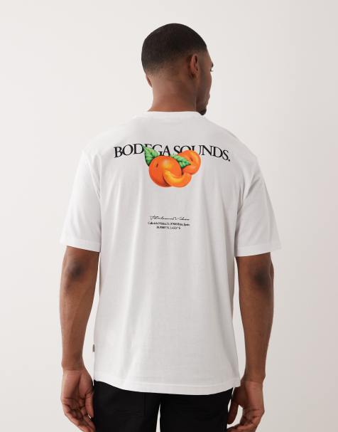Only & Sons – Biały T-shirt oversize z nadrukiem Bodega Sounds na plecach - view 1