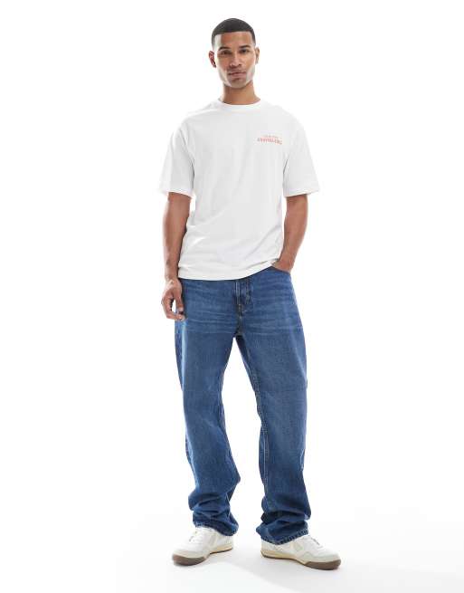 ONLY & SONS – Biały T-shirt oversize z nadrukiem i napisem „Unavailable“ na plecach, 2 z 4
