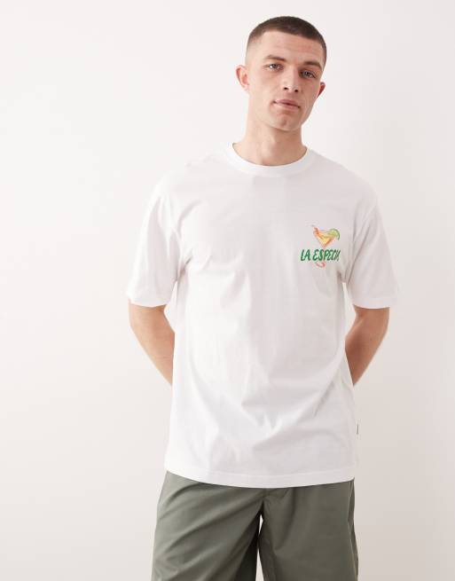 ONLY & SONS – Biały T-shirt oversize z nadrukiem margarity na plecach, 2 z 5