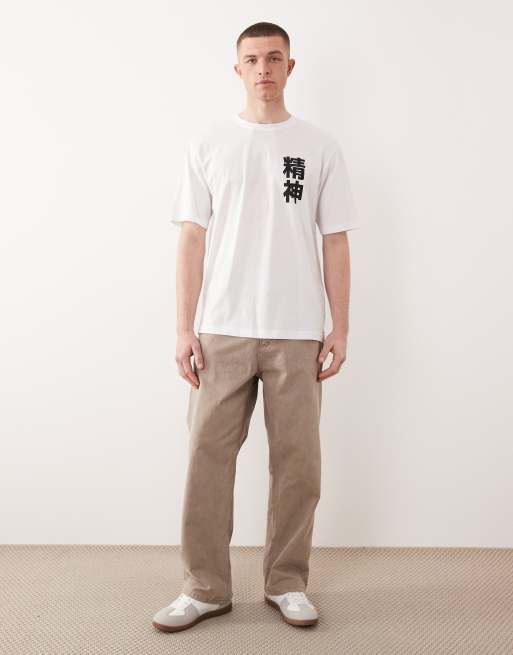 ONLY & SONS – Biały T-shirt oversize z nadrukiem świątyni na plecach, 3 z 5