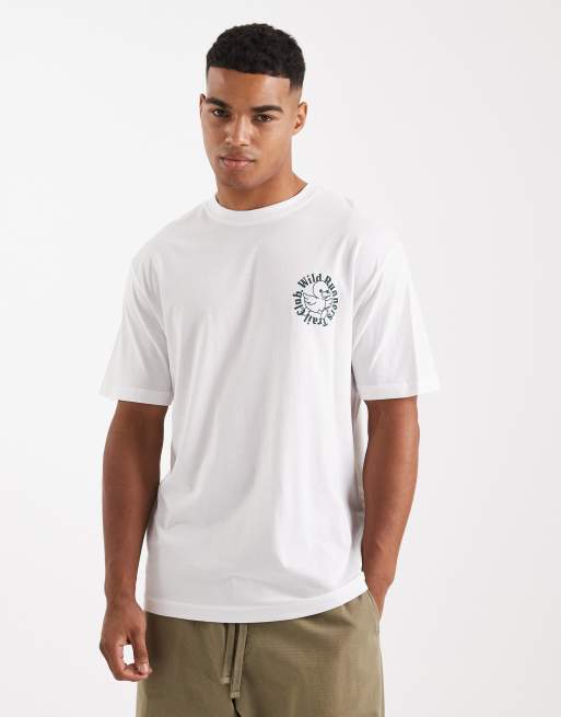 ONLY & SONS – Biały T-shirt oversize z nadrukiem „Wild Runners” na plecach, 3 z 5