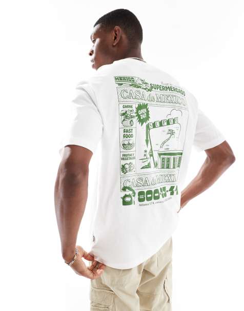 ONLY & SONS oversized fit t-shirt with Mexico back print in white 