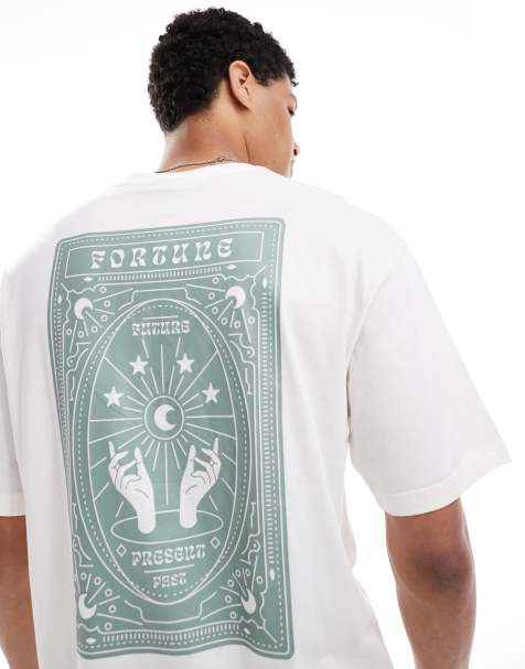 ONLY & SONS oversized t-shirt with fortune back print in white