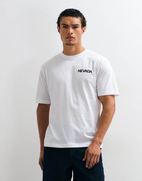 ONLY & SONS – Biały T-shirt oversize z nadrukiem z napisem „Nevada” na plecach - view 1