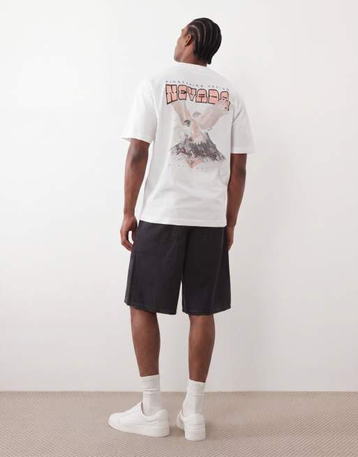 ONLY & SONS – Biały T-shirt oversize z nadrukiem z napisem „Nevada” na plecach, 3 z 5