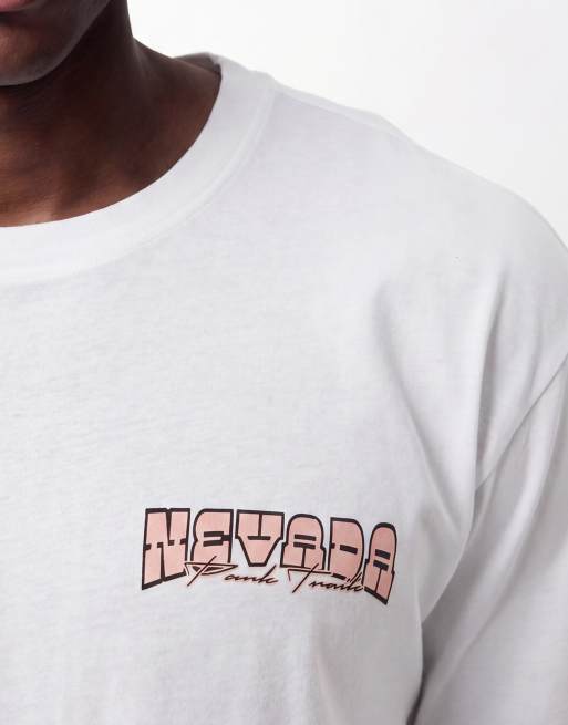 ONLY & SONS – Biały T-shirt oversize z nadrukiem z napisem „Nevada” na plecach, 5 z 5